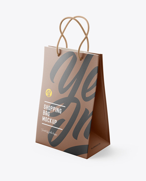 Download Luxury Leather Shopping Bag With Handles Mockup - Half Side View in Bag & Sack Mockups on Yellow ...