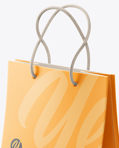 Download Luxury Leather Shopping Bag With Handles Mockup Half Side View In Bag Sack Mockups On Yellow Images Object Mockups