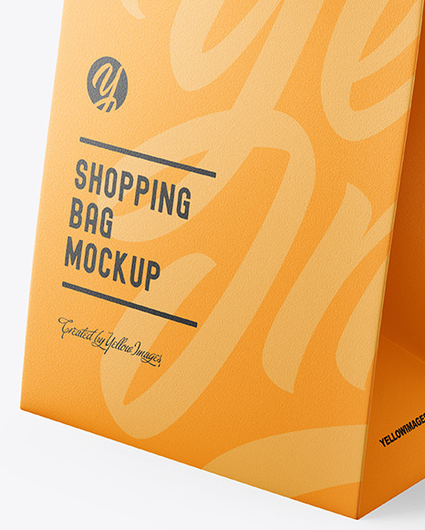 Luxury Leather Shopping Bag With Handles Mockup Half Side View In Bag Sack Mockups On Yellow Images Object Mockups