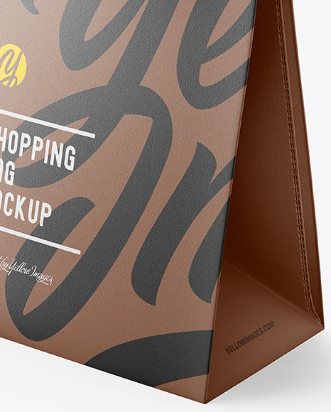 Download Luxury Leather Shopping Bag With Handles Mockup Half Side View In Bag Sack Mockups On Yellow Images Object Mockups