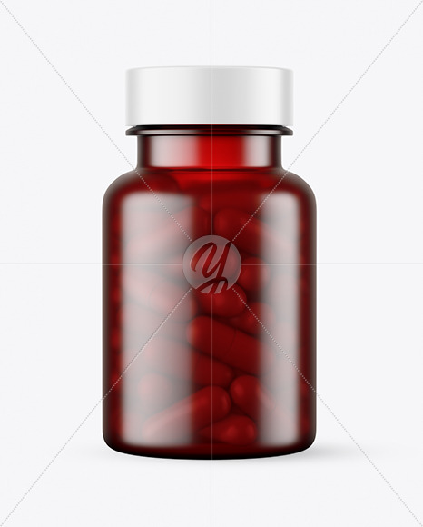 Frosted Red Pills Bottle Mockup PSD #3