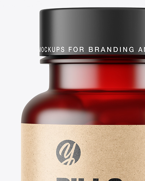 Frosted Red Pills Bottle Mockup PSD #7