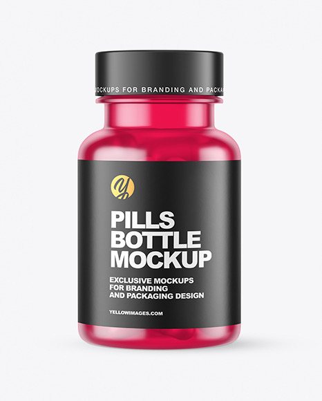 Frosted Colored Pills Bottle Mockup