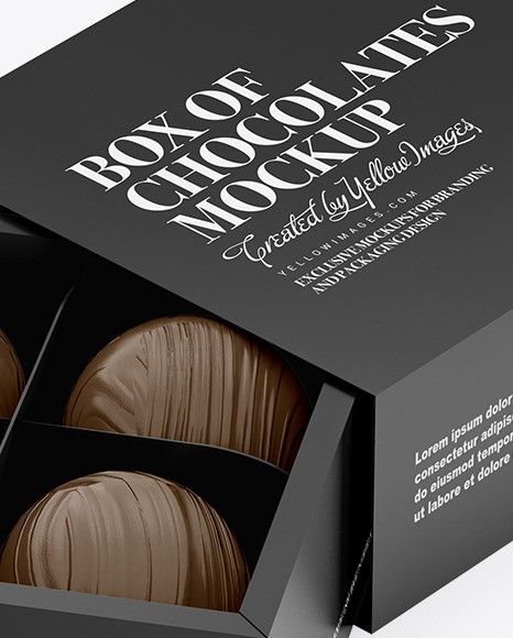 Download Box With Chocolates Mockup In Box Mockups On Yellow Images Object Mockups