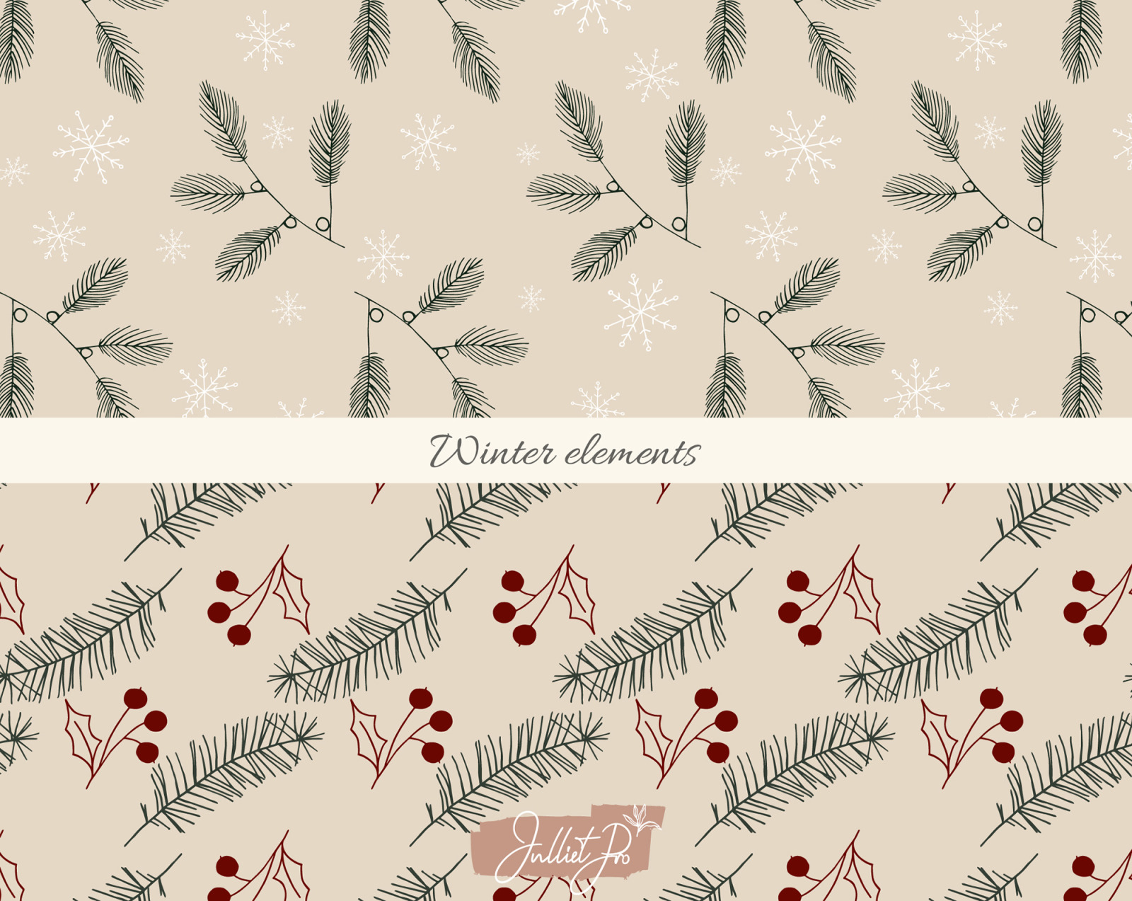 Christmas Seamless Pattern Pack, Vintage Christmas Digital Background