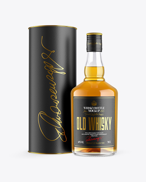 Clear Glass Whiskey Bottle with Tube Mockup