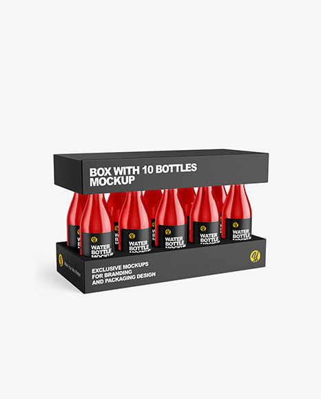 Box with 10 Glass Bottles Mockup PSD #2