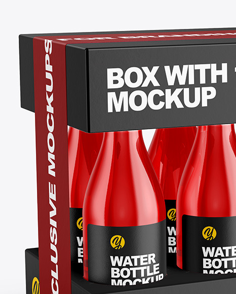Box with 10 Glass Bottles Mockup PSD #1