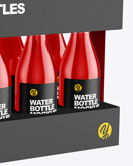 Download Box with 10 Glass Bottles Mockup in Bottle Mockups on Yellow Images Object Mockups