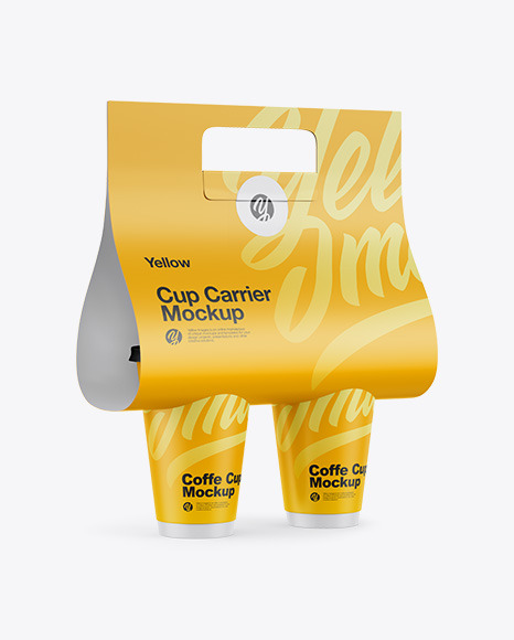 Matte Coffee Cup Carrier Mockup - Hilfside View