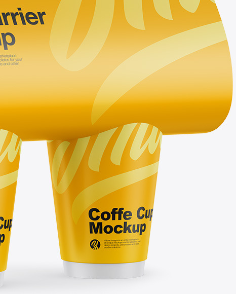Matte Coffee Cup Carrier Mockup   Hilfside View PSD #1