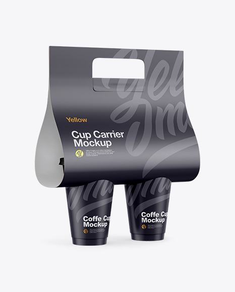 Matte Coffee Cup Carrier Mockup   Hilfside View PSD #6