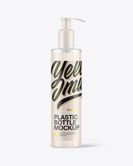 Clear Cosmetic Bottle with Pump Mockup