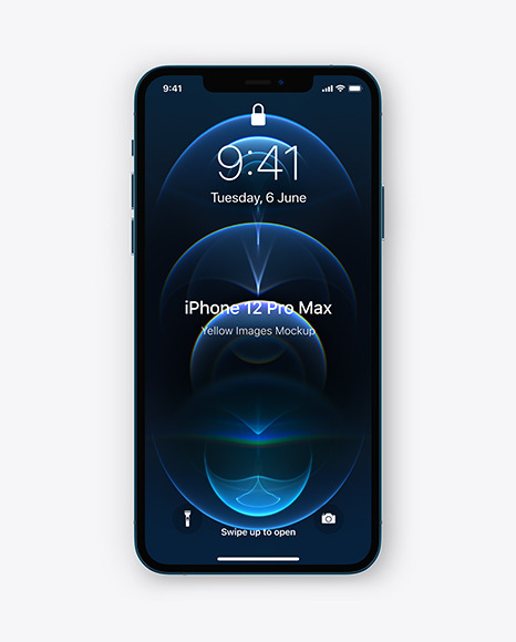 Download Apple Iphone 12 Pro Max Pacific Blue Mockup In Device Mockups On Yellow Images Object Mockups