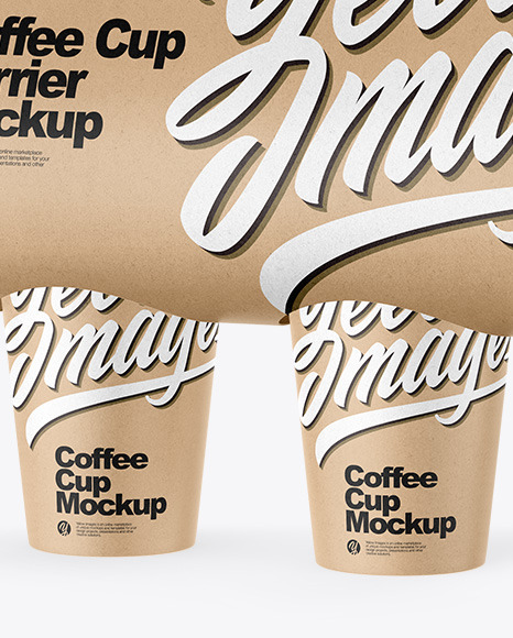 Download Kraft Coffee Cup Carrier Mockup In Cup Bowl Mockups On Yellow Images Object Mockups