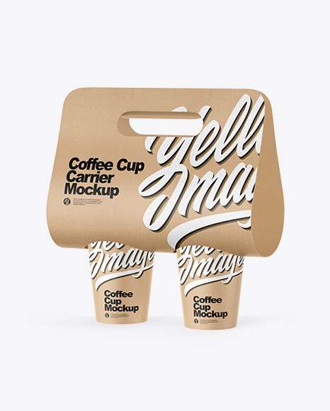 Download Kraft Coffee Cup Carrier Mockup In Cup Bowl Mockups On Yellow Images Object Mockups