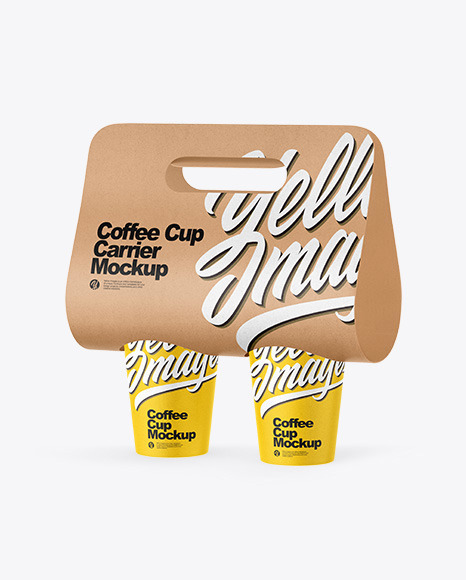 Download Kraft Coffee Cup Carrier Mockup in Cup & Bowl Mockups on Yellow Images Object Mockups