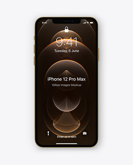 Download Apple Iphone 12 Pro Max Gold Mockup In Device Mockups On Yellow Images Object Mockups