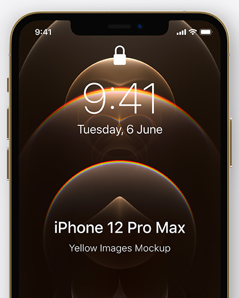 Download Apple Iphone 12 Pro Max Gold Mockup In Device Mockups On Yellow Images Object Mockups