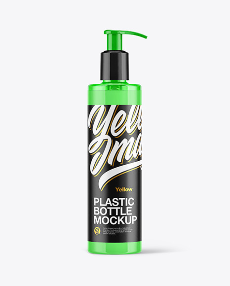 Colored Cosmetic Bottle with Pump Mockup