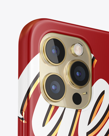 IPhone 12 Pro Case Mockup Half Side View PSD #1