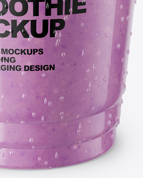 Blueberry Smoothie Cup with Straw Mockup PSD #1
