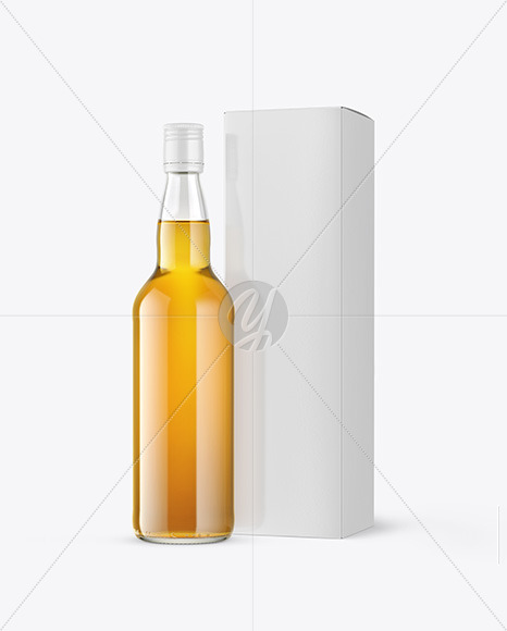 Clear Glass Whiskey Bottle with Box Mockup PSD #1