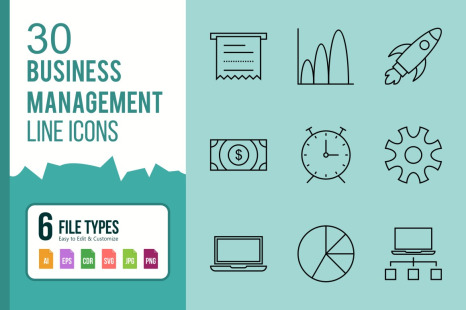 30 Business Management Line Black icons