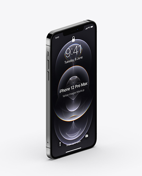 Download Apple Iphone 12 Pro Max Graphite Mockup Half Side View In Device Mockups On Yellow Images Object Mockups