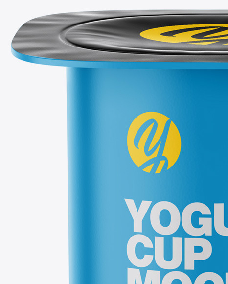 Download Yogurt Cup Mockup Front View High Angle In Cup Bowl Mockups On Yellow Images Object Mockups