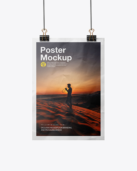Crumpled Poster A4 w  Pins Mockup PSD #2