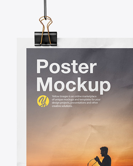 Crumpled Poster A4 w  Pins Mockup PSD #1