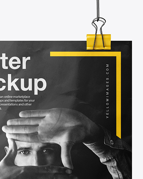 Crumpled Poster A4 w  Pins Mockup PSD #7