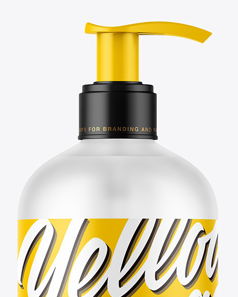 Download Frosted Cosmetic Bottle With Pump Mockup In Bottle Mockups On Yellow Images Object Mockups