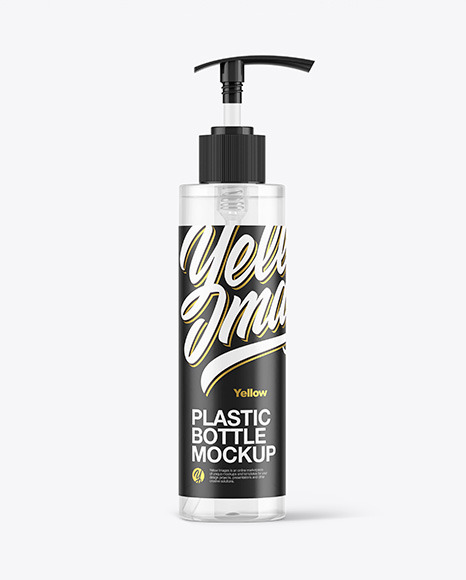 Clear Cosmetic Bottle with Pump Mockup