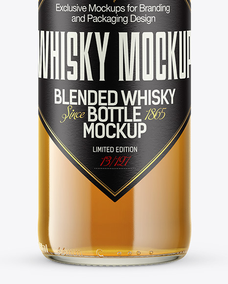 Clear Glass Whiskey Bottle Mockup PSD #1