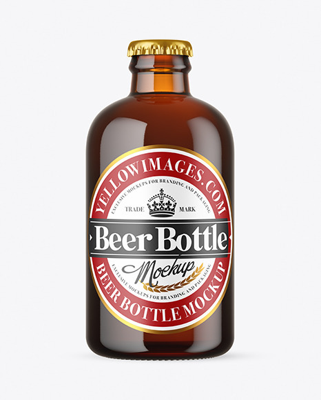 Amber Glass Beer Bottle Mockup