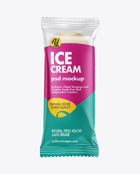 Download Ice Cream Bar Mockup in Flow-Pack Mockups on Yellow Images ...