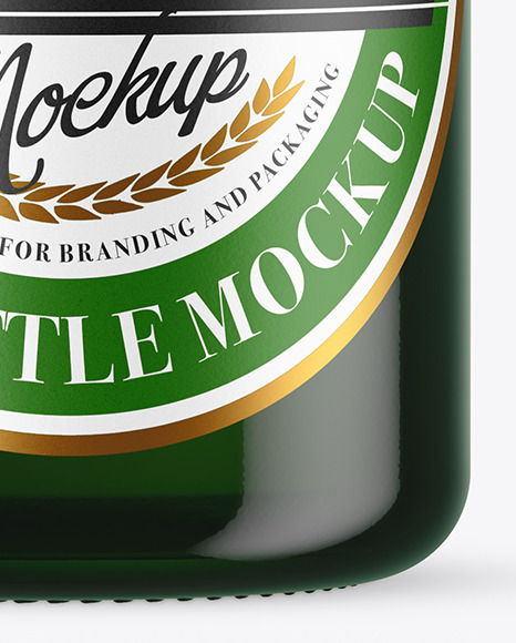 Green Glass Beer Bottle Mockup PSD #1