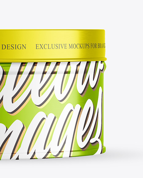Metallic Round Tin Box Mockup PSD #1