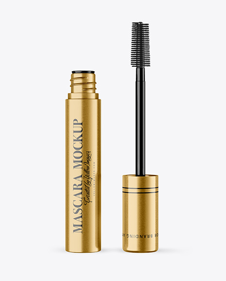 Opened Metallic Mascara Tube Mockup