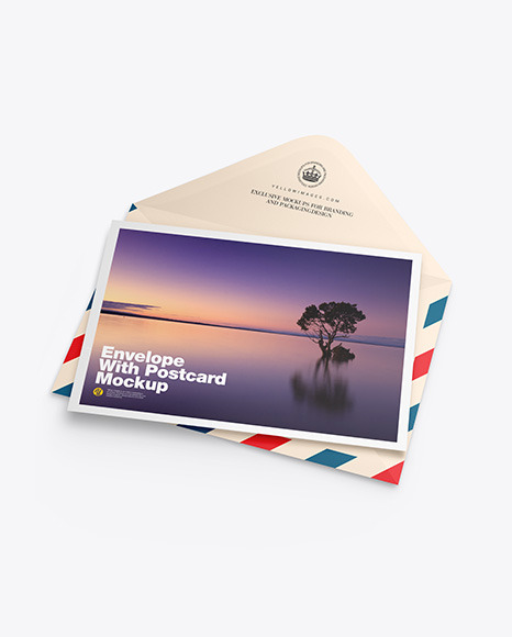 Matte Envelope w/ Postcard Mockup
