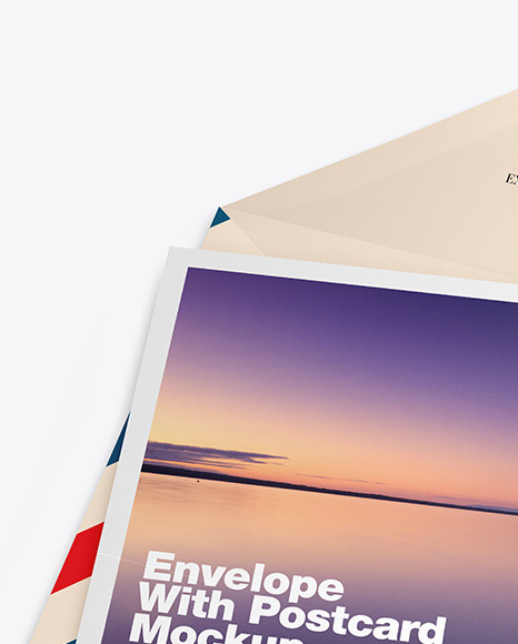 Matte Envelope w  Postcard Mockup PSD #1