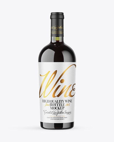 Download Green Glass Red Wine Bottle Mockup Yellow Author