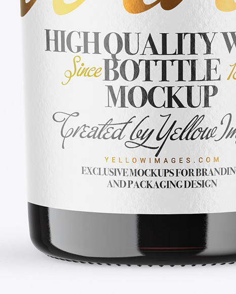 Green Glass Red Wine Bottle Mockup PSD #1