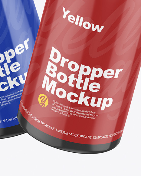 Two Glossy Dropper Bottles Mockup PSD #1