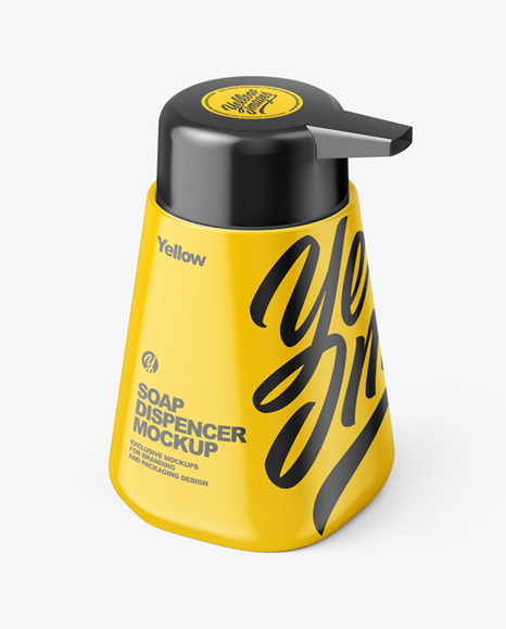 Glossy Plastic Soap Dispencer Bottle Mockup