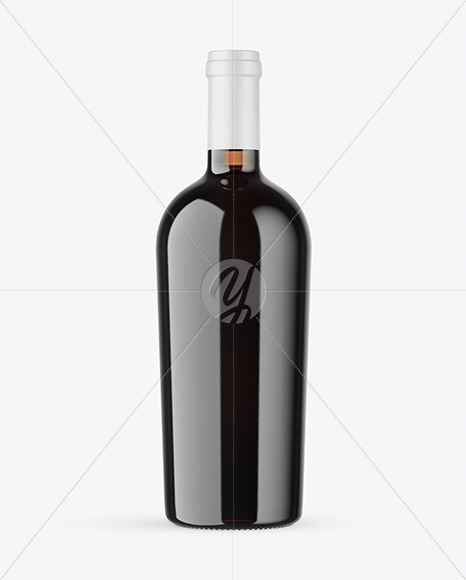Amber Glass Red Wine Bottle Mockup PSD #3