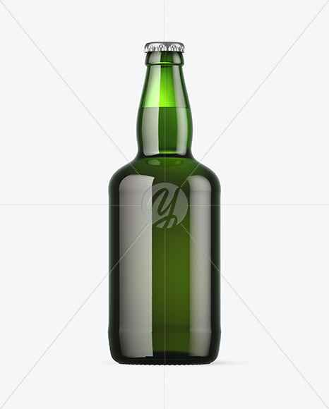 Green Glass Beer Bottle Mockup PSD #3