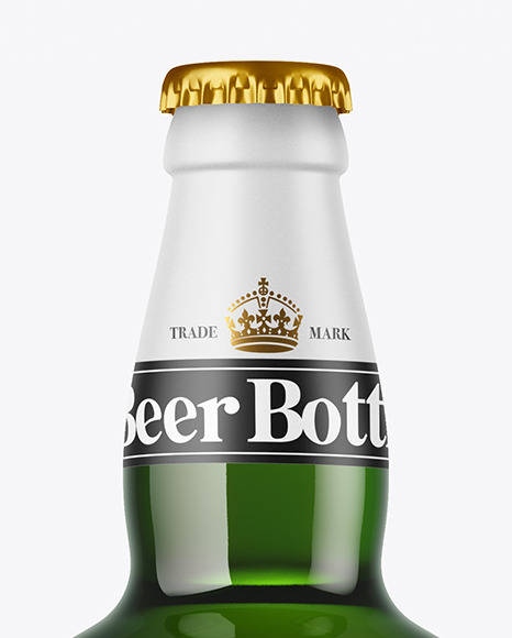 Green Glass Beer Bottle Mockup PSD #2